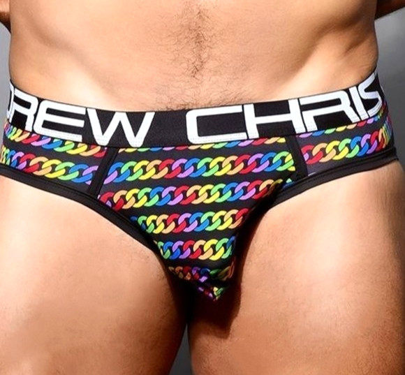 Andrew Christian Pride Chain Brief – 91863 – Multicolor: Small, Medium & Large