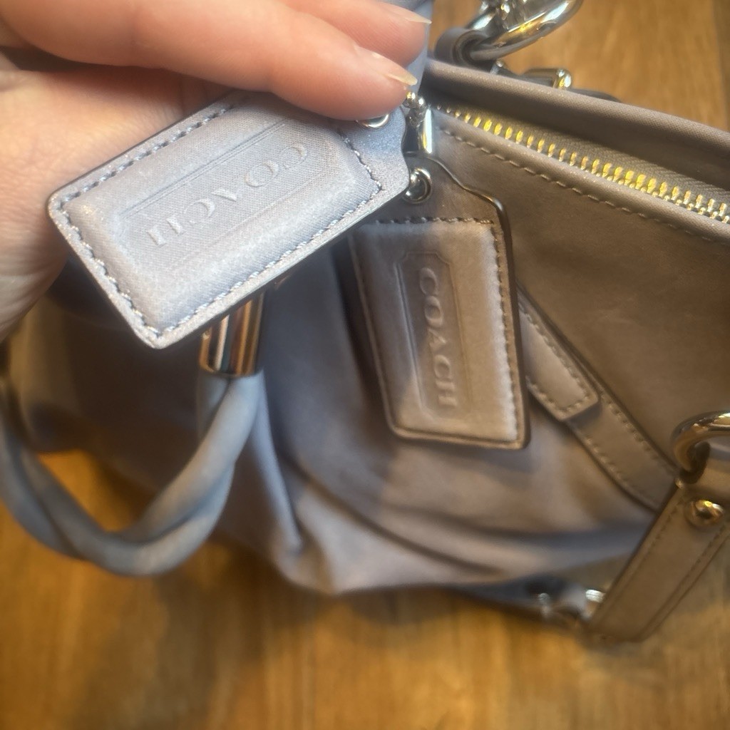 Coach Madison Sophia Slate Metallic Leather Satchel 22563