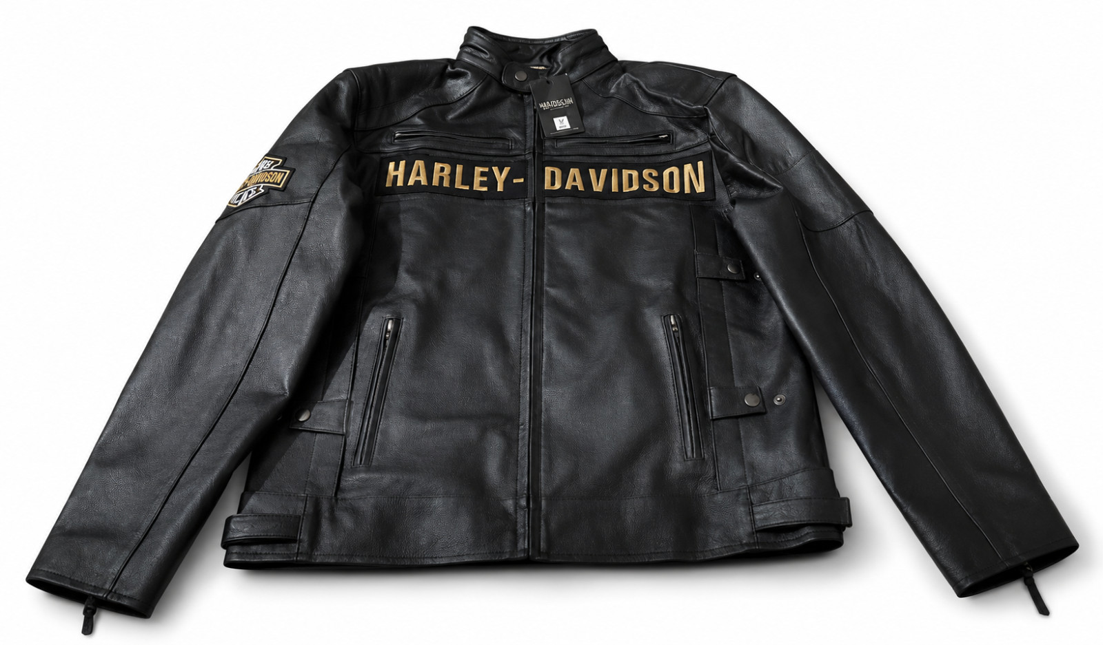 Harley Men’s Black Biker Jacket Cowhide Leather Motorcycle Jacket