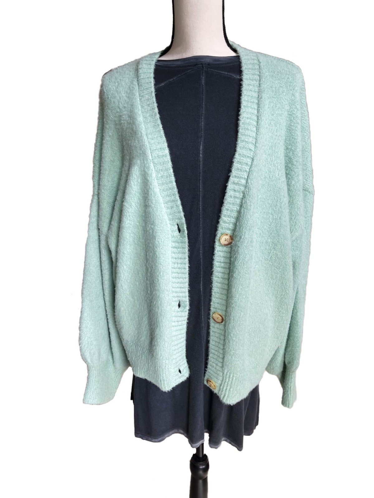 JOIE Women’s Cardigan Sweater Mint Green XL Soft Balloon Sleeves NWT