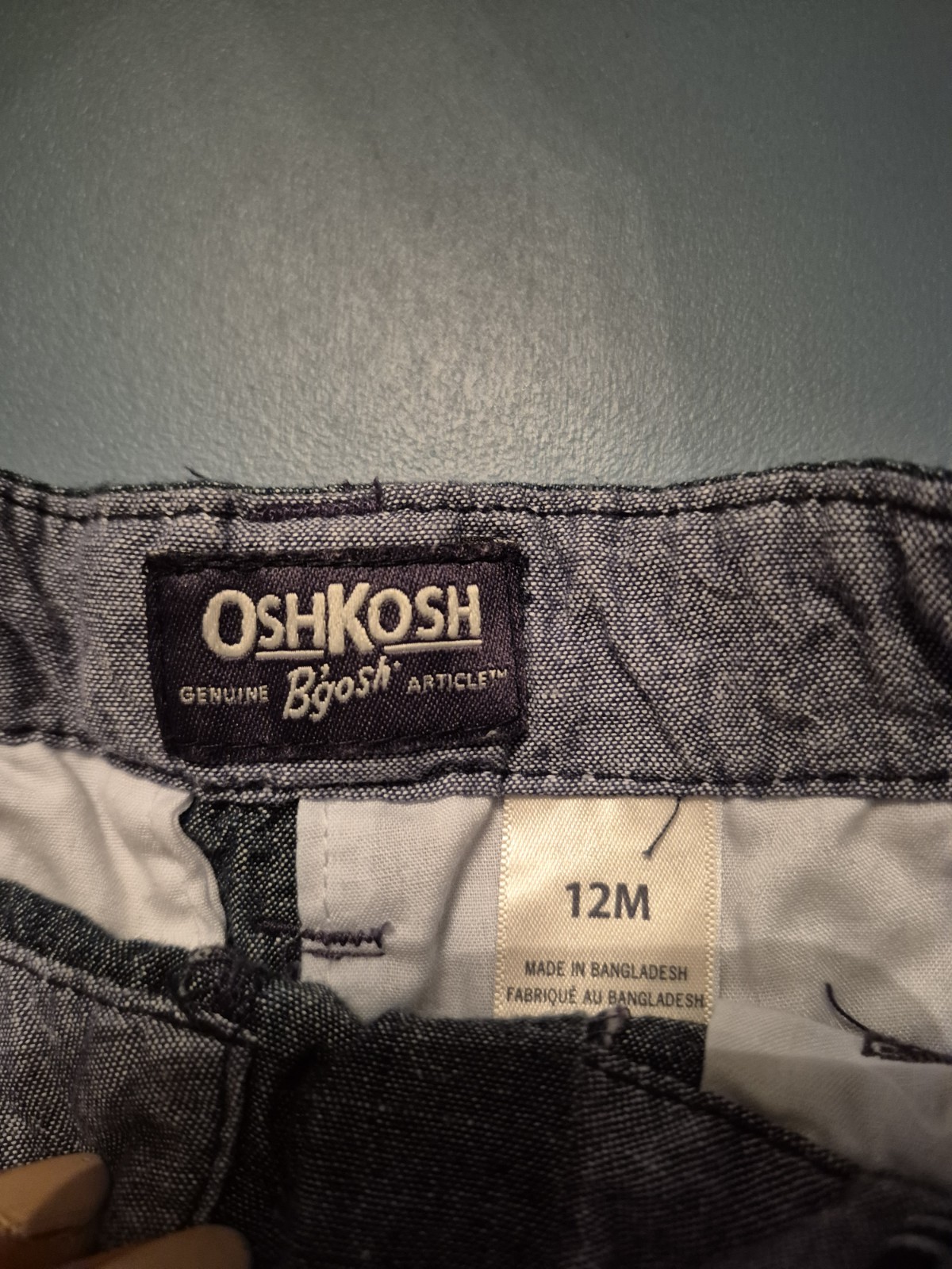 OshKosh B’gosh Blue Chambray Cotton Chino Shorts 12M Button Pockets