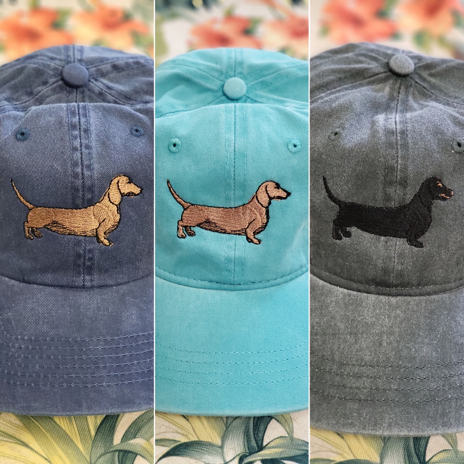 Dachshund dog embroidered dad hat, Wiener dog embroidered ball cap