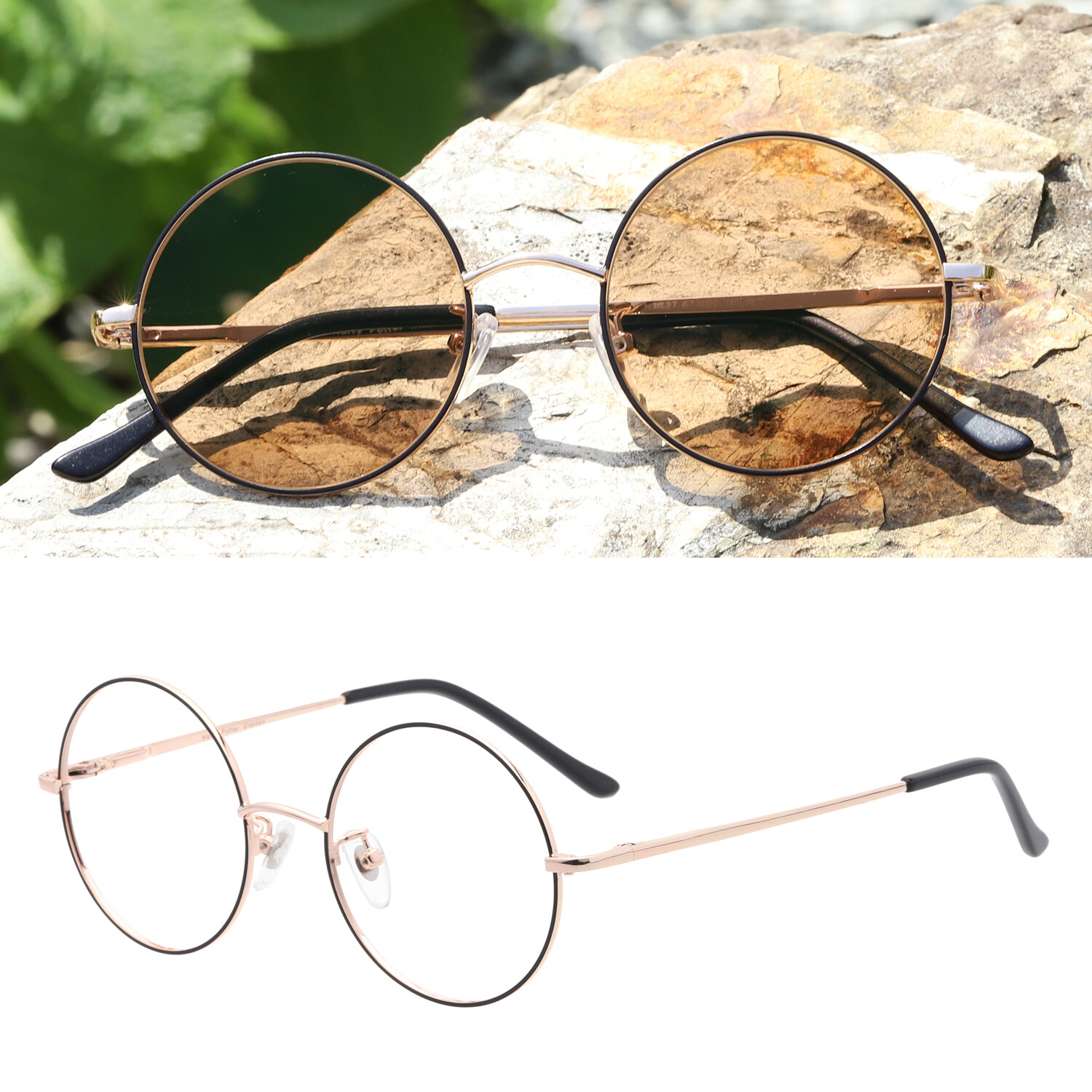 Retro Round Photochromic Reading Glasses Single Vision Sunglasses Outdoor Reader
