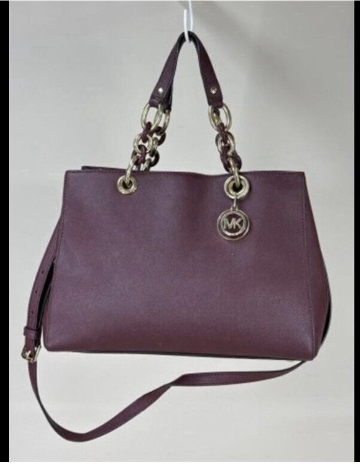 Authentic Michael Kors Cynthia Medium Burgundy Leather Tote