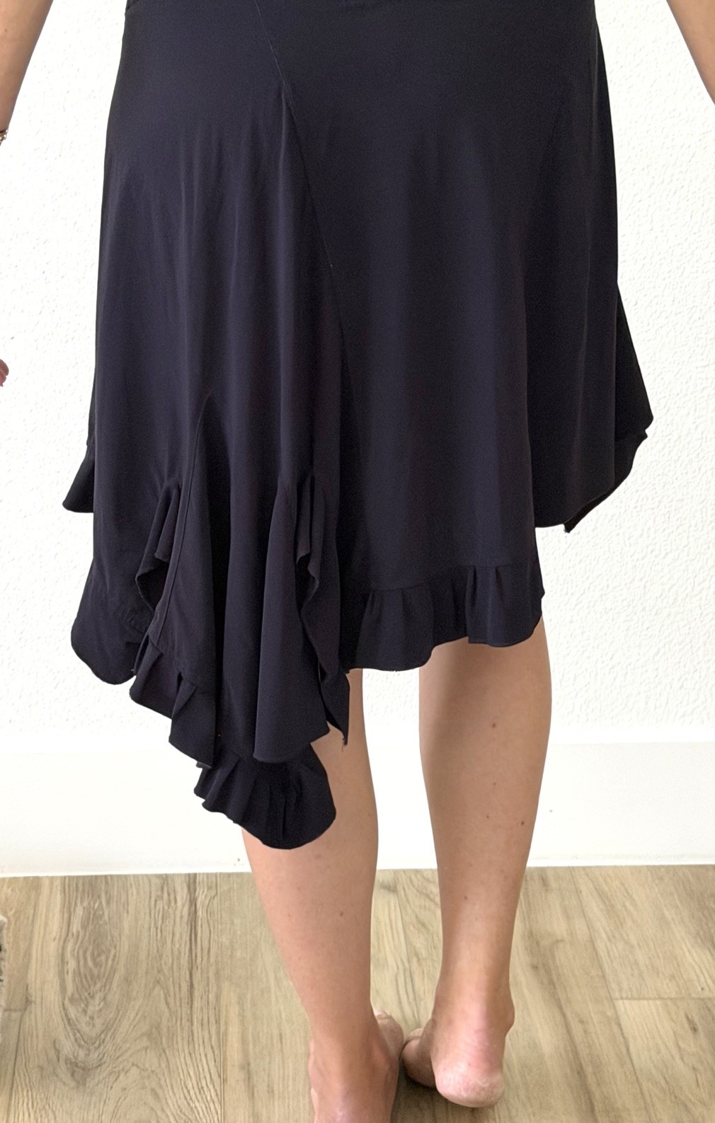 Marithe Francois Girbaud Asymmetrical Flutter Hem Pull On Skirt, Navy Blue,Small