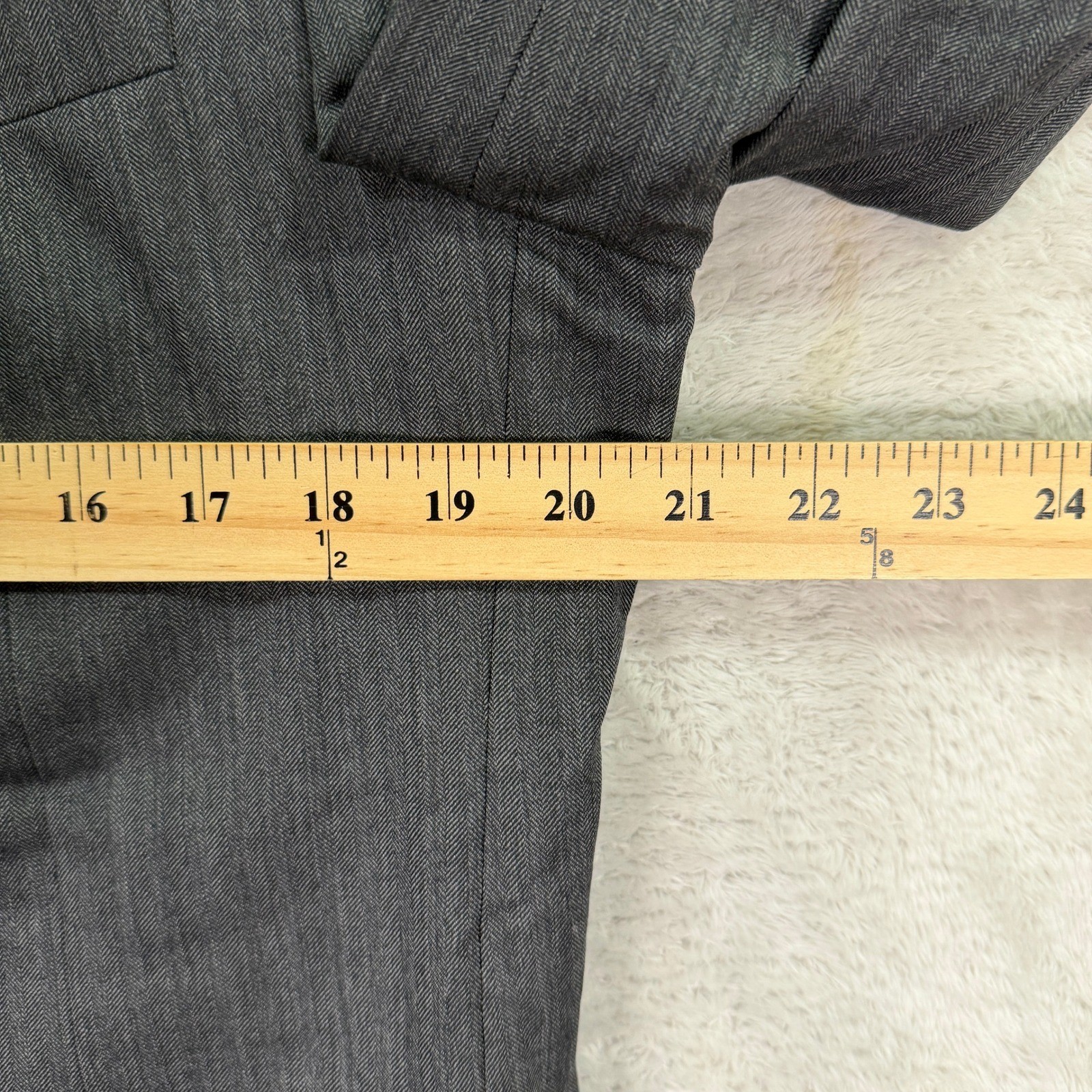 Hickey Freeman Men 40XL Slim Fit Madison Suit Grey Herringbone Wool 34×32 USA