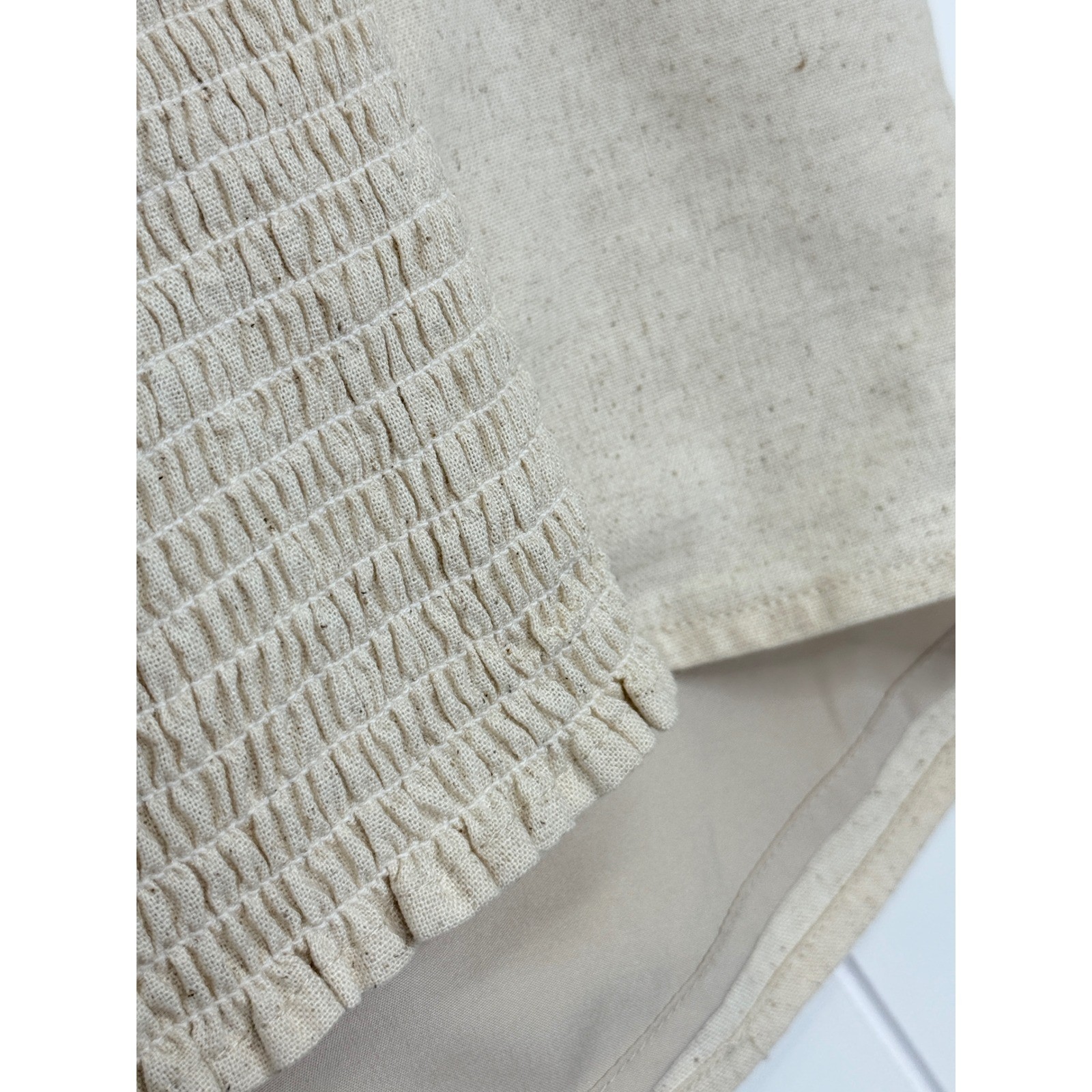 BCX Natural Linen Blend Smocked Back Crop Tank Top Style Juniors Small Cropped