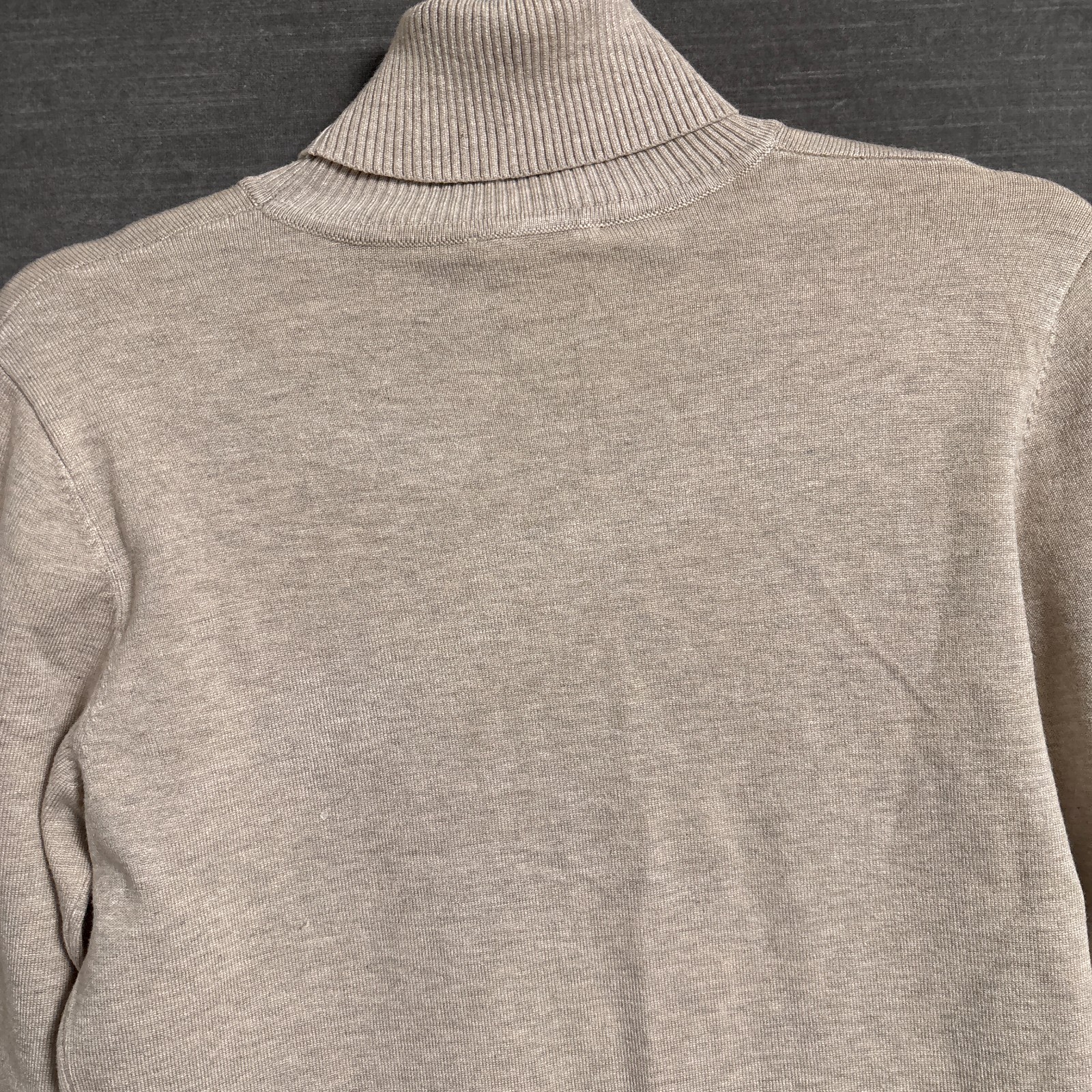 Marina V Paris Turleneck Sweater T2 M Beige Tan Gray Heathered Soft