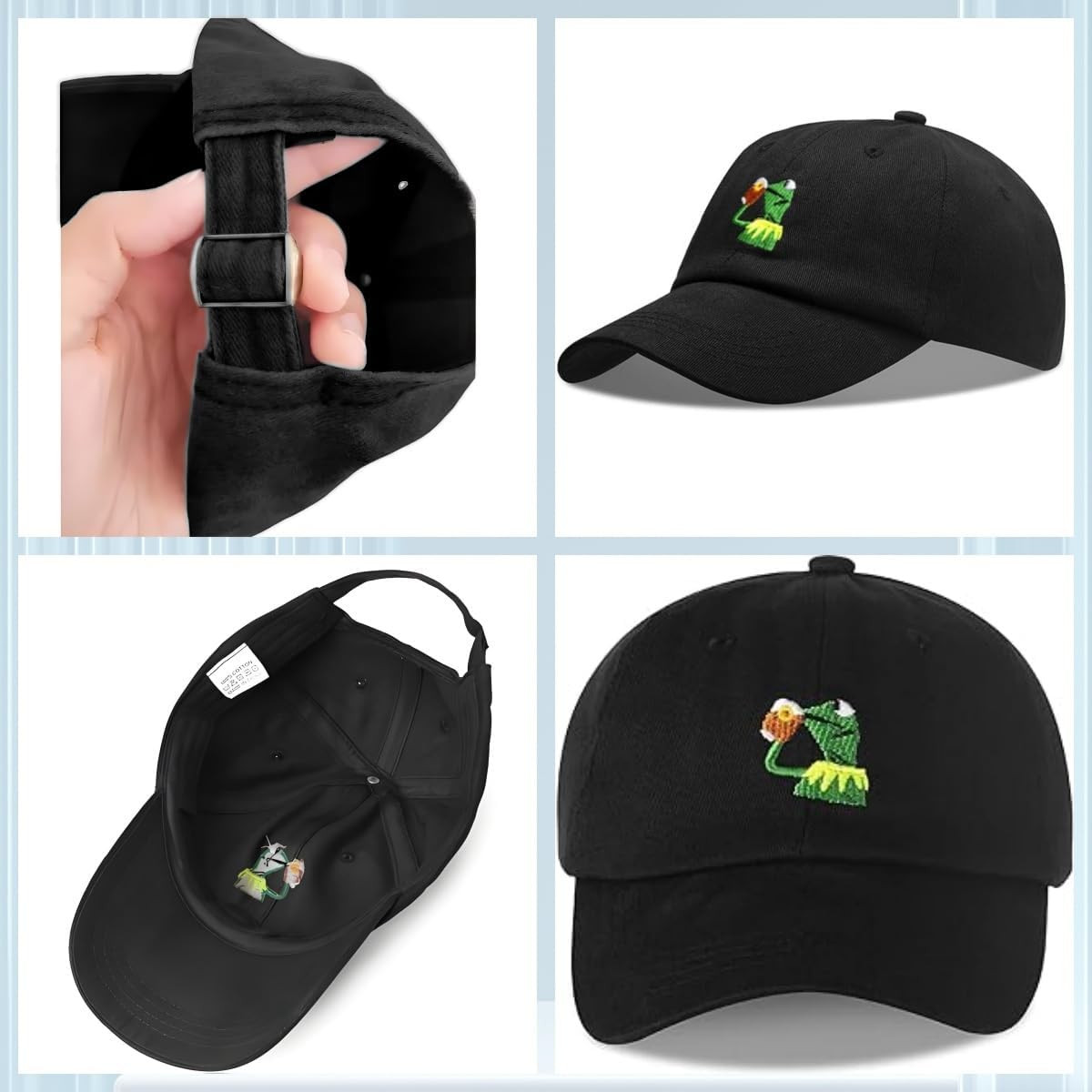 Adjustable Kermit the Frog Embroidered Baseball Cap – Unisex Classic Dad Trucker