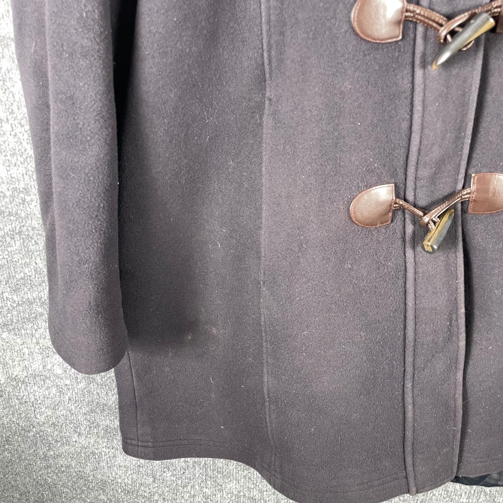 LL Bean Coat Womens 20 Purple Wool Hooded Toggle Duffle Jacket Bellandi Lined
