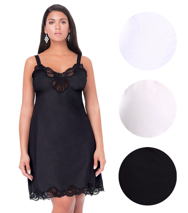 Illusion Women’s Nylon Full Slip With Lace Trim Adjustable Straps Plus Size 1112
