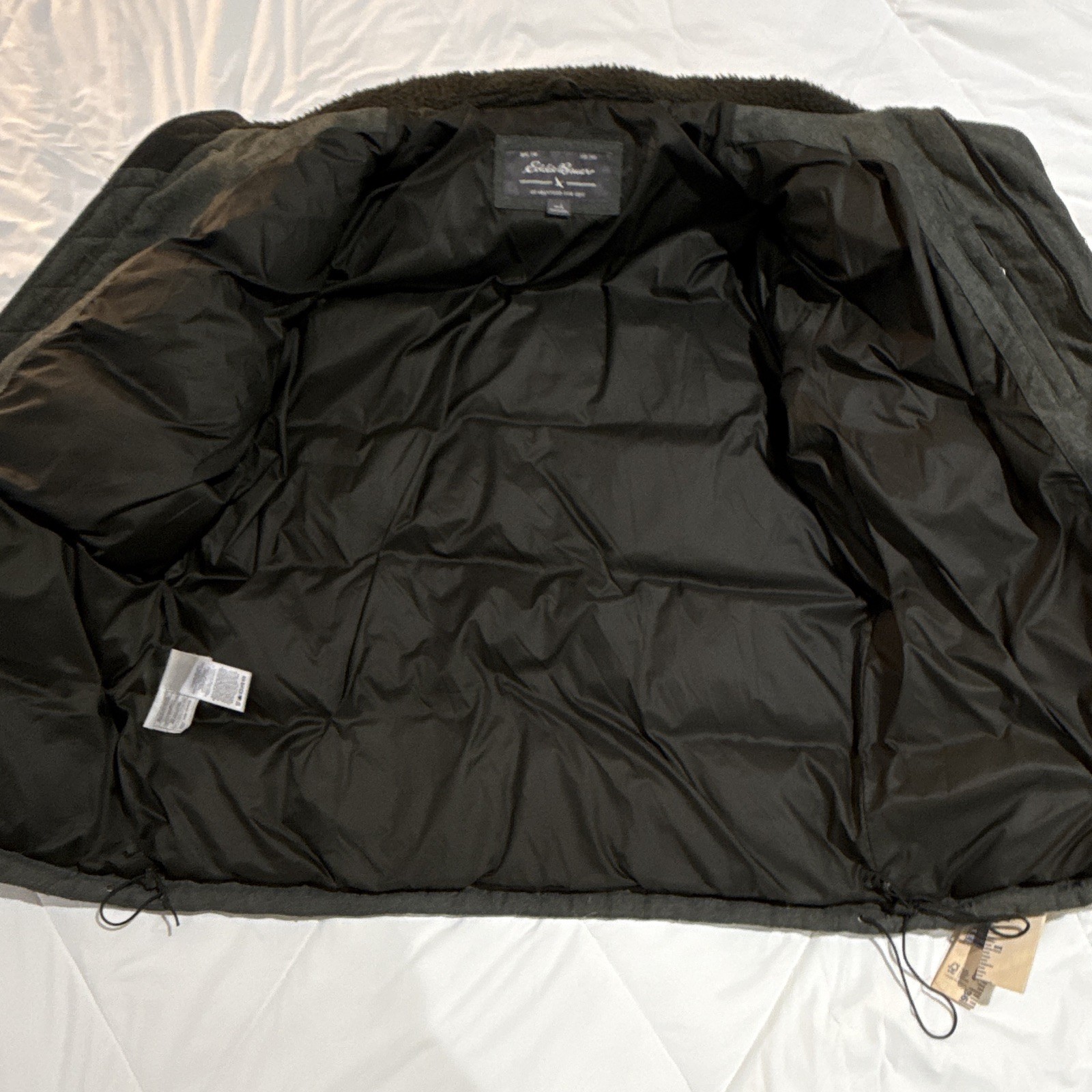 Eddie Bauer Men’s L Gray/Black Down Insulated Puffer Jacket Full Zip Snap