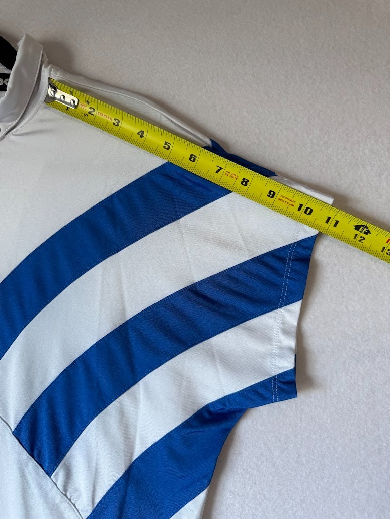 Jamie Sadock Golf Polo Women Medium White Blue Striped Quarter Zip Stretch Top