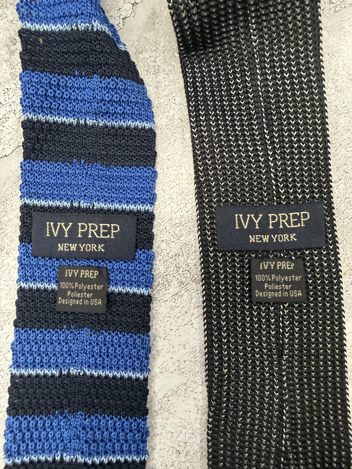 Ivy Prep Tie Mens OS Multicolor Slim Striped Knit Embroidered Polyester Lot of 2