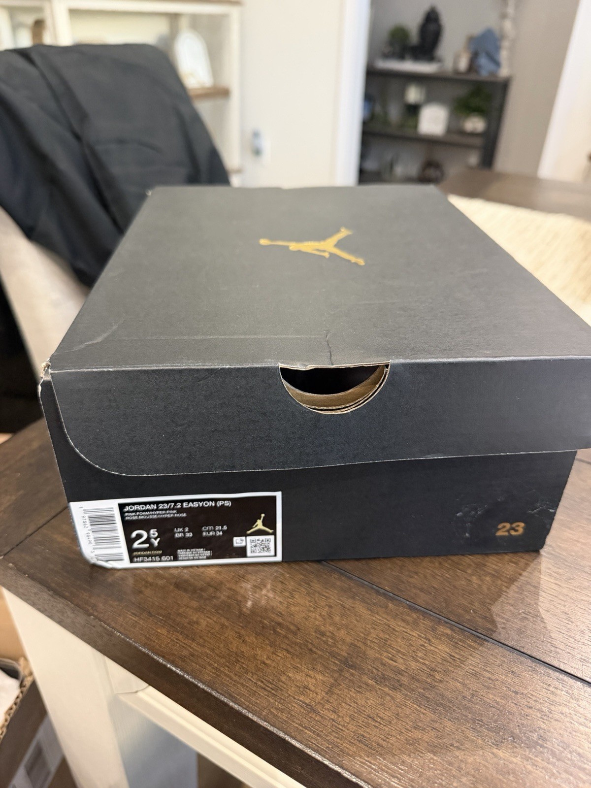 Size 2.5Y Nike Air Jordan 23/7.2 EasyOn PS PINK FOAM NEW IN BOX