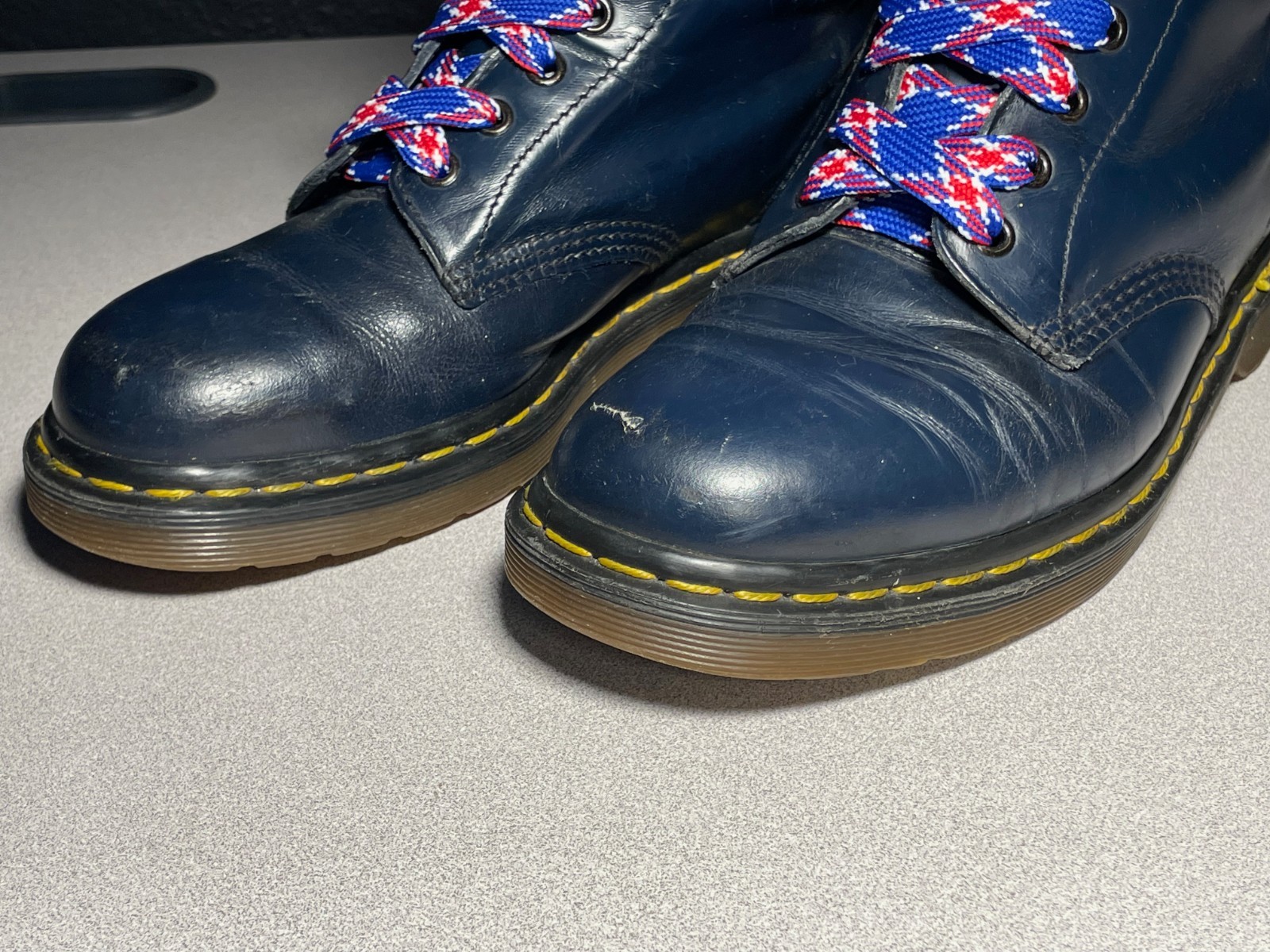 dr martens 1460 8 eyelet blue leather boots made in england men’s 8 RARE