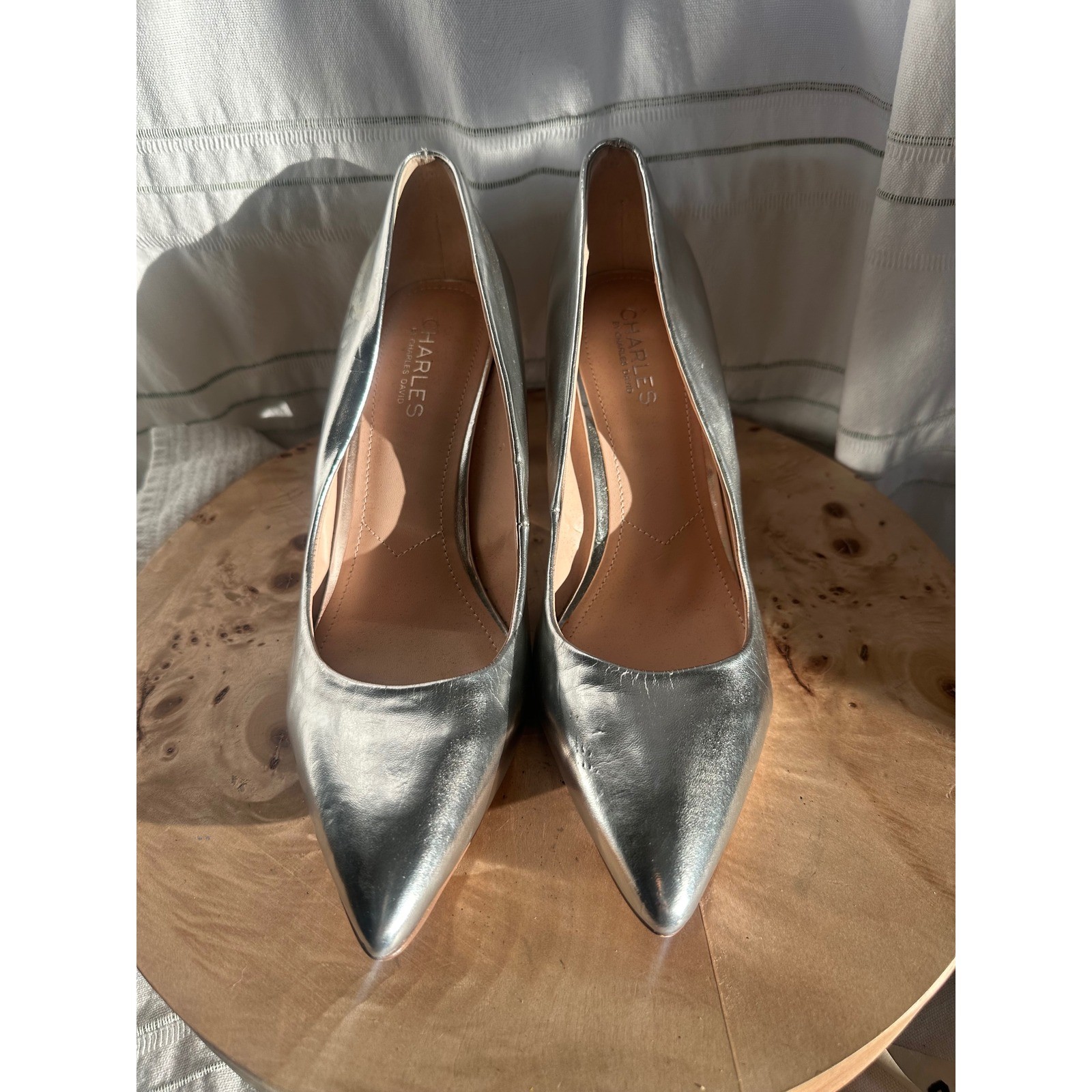 Charles by Charles David Womens Silver Metallic Pointed Toe Pumps Heels Size 10M