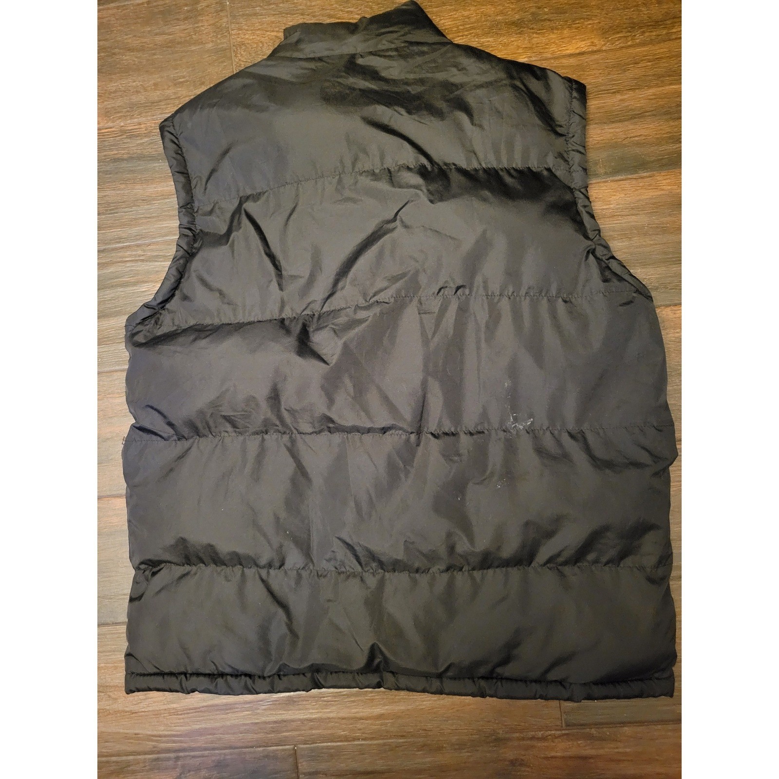 FTP Feel The Power PufferVest Mens Large Black Full Zip Quilted Sleeveless L 803