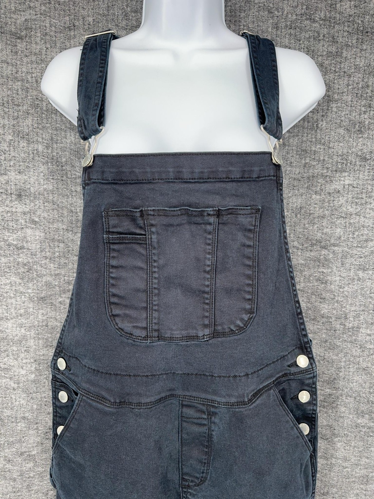Assembly Label Overalls Womens 10 Black Twill Adjustable Strap Pockets Casual