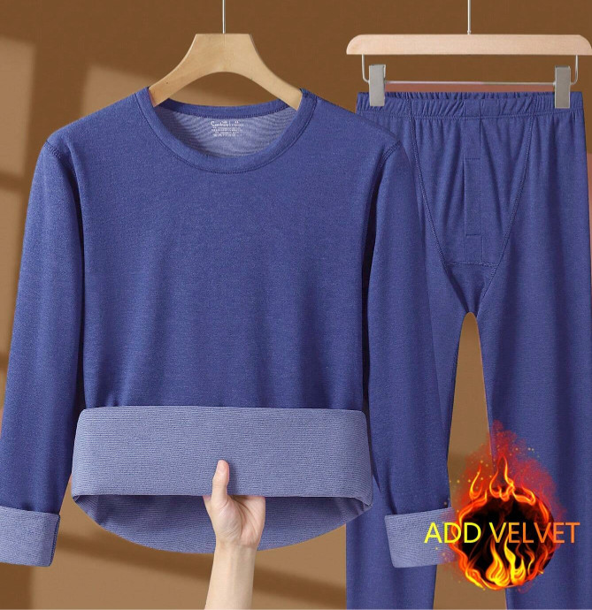 Men Fleece Lined Thermal Underwear Set Warm Soft Fit Long Johns Tops and Pants