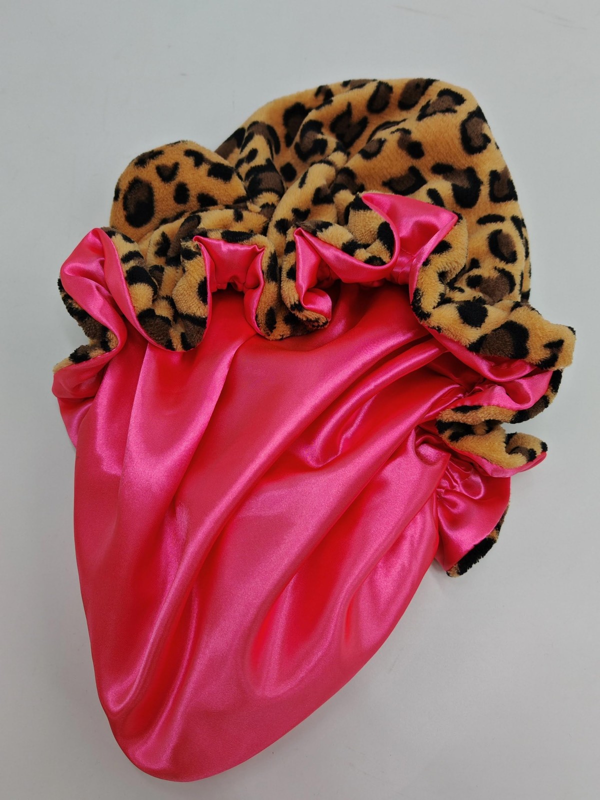 Cute Cat Ear Luxury Leopard Satin Sleep Bonnet for One Size, Cheetah