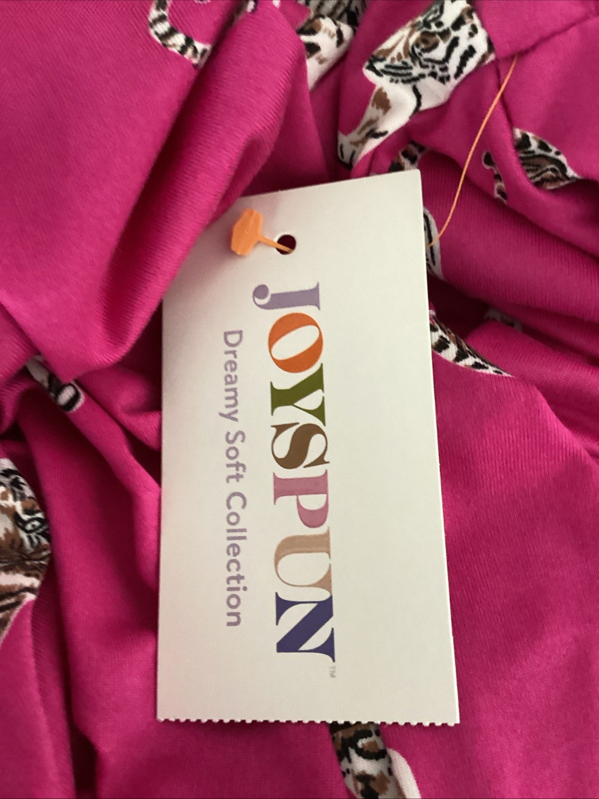 JOYSPUN SLEEPSHIRT Pink Tigers Print Knit Knee Length GOWN Sz L/XL*
