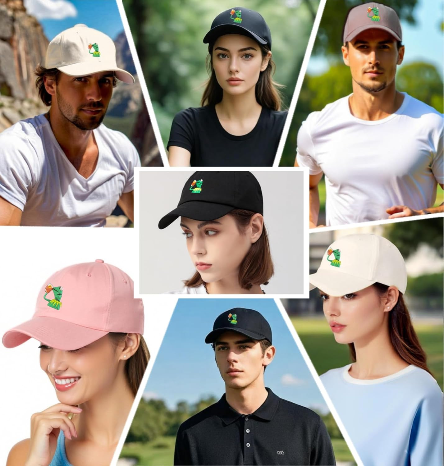 Adjustable Kermit the Frog Embroidered Baseball Cap – Unisex Classic Dad Trucker