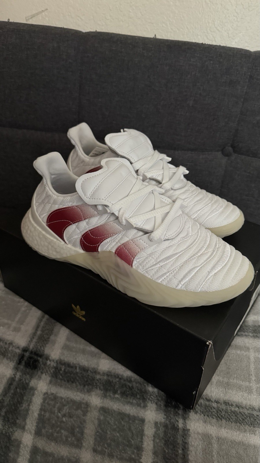 adidas Sobakov 2.0 Boost Men’s Low Top Lace-Up White Scarlet EE5631 2019