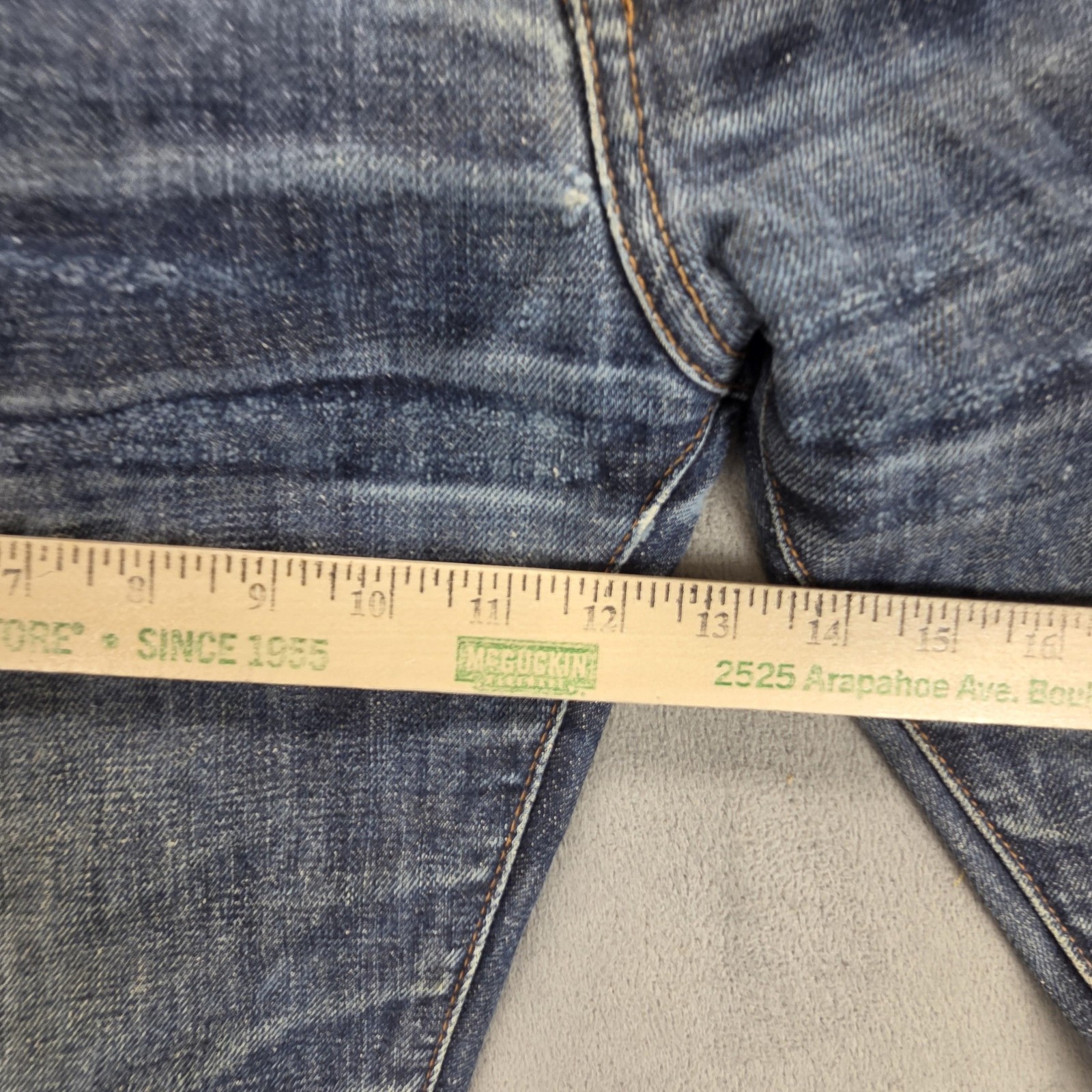 Sicko Jeans Mens Blue Selvedge Buckle Back Whiskers Fits 36×32