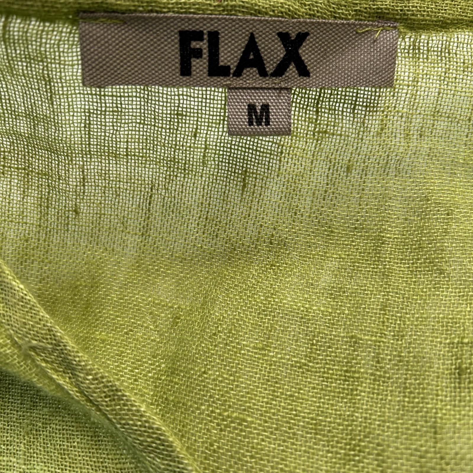 Flax Linen Lagenlook Boho Pleated Front Round Neck Size Medium