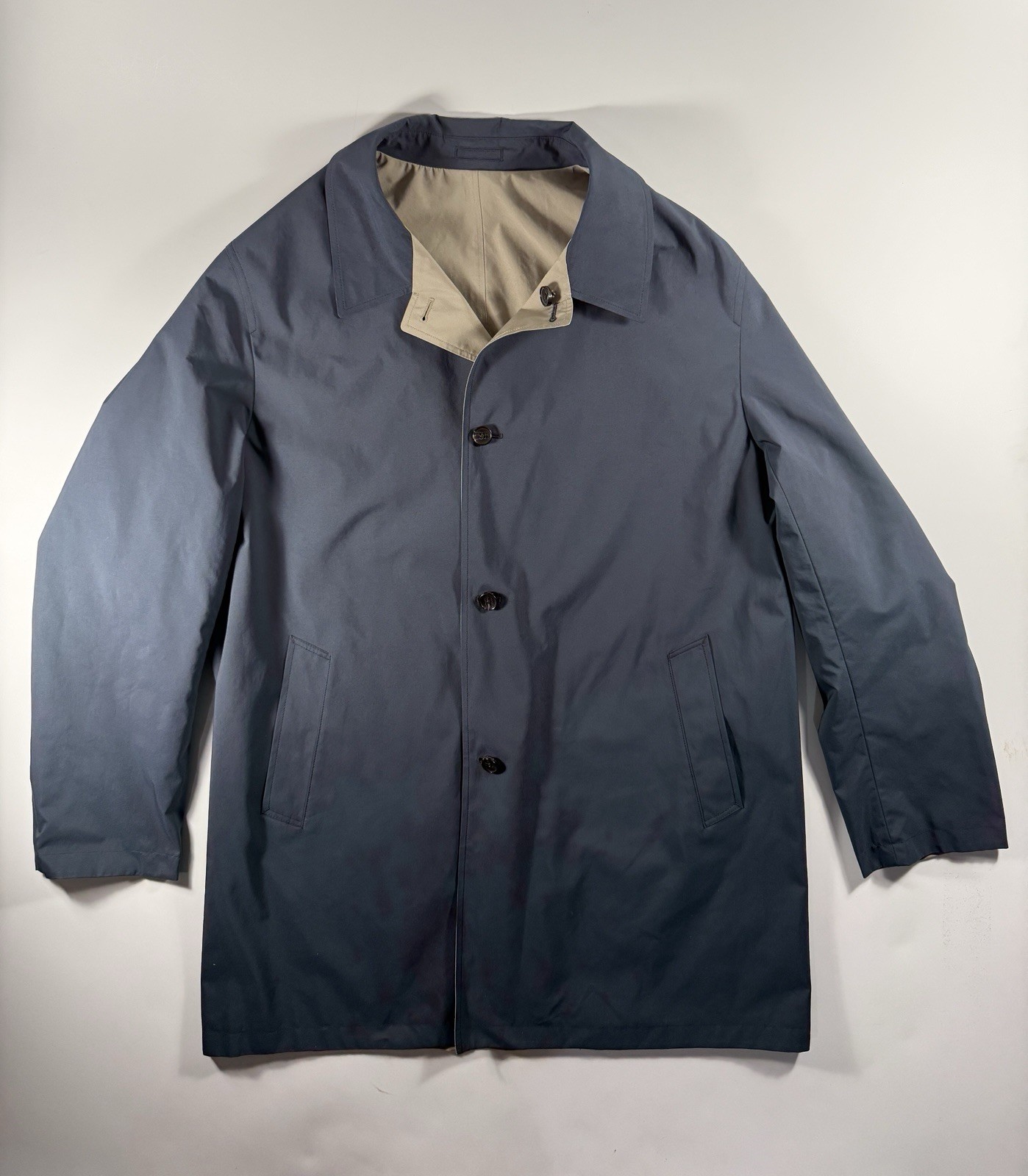 Brooks Brothers Reversible Raincoat Jacket Blue / Tan (Khaki) Men’s XXL 93986