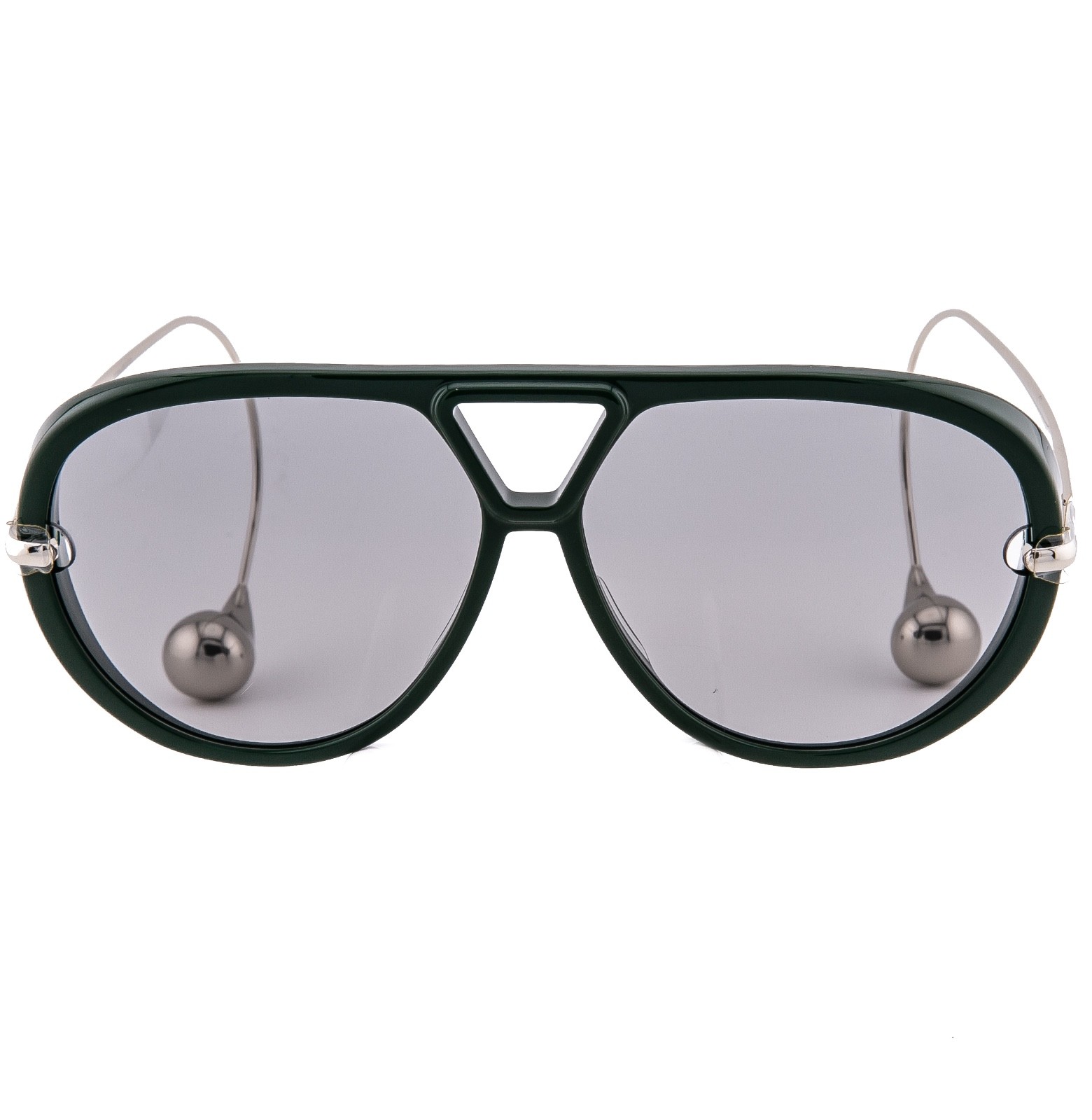 BOTTEGA VENETA 1273 DROP BV1273S Metal Silver Green Unisex Pilot Sunglasses 008