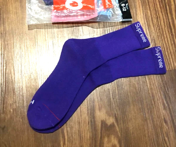 SUPREME X Hanes PURPLE Crew Socks (SINGLES) ONE PAIR / 100% AUTHENTIC BRAND NEW