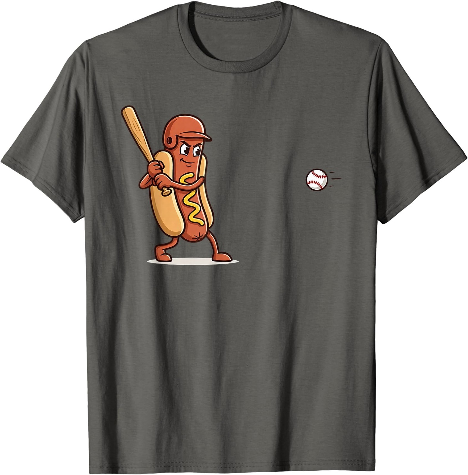 Dingers and Dogs Funny Hotdog Baseball Player Cartoon Sports T-Shirt