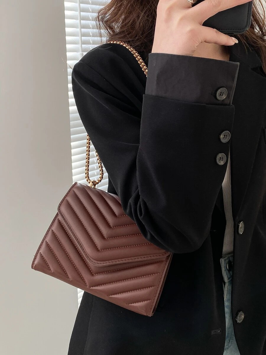 Mini Chevron Flap Square Bag Women Chain Crossbody Adjustable Shoulder Purse