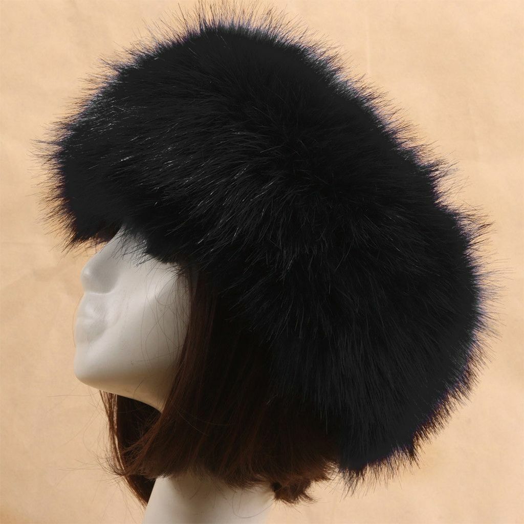 Women Russian Faux Fox Fur Hat Headband Fluffy Winter Earwarmer Ski Outdoor Cap