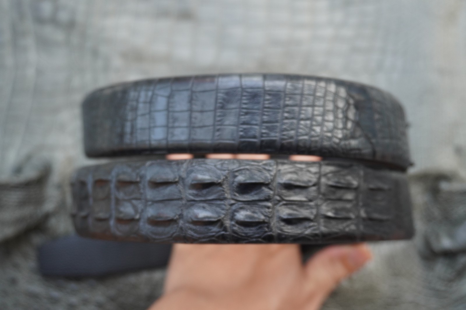 Black Real CROCODILE Hornback LEATHER Skin Men’s Belt -W 1.3 inch # Q40