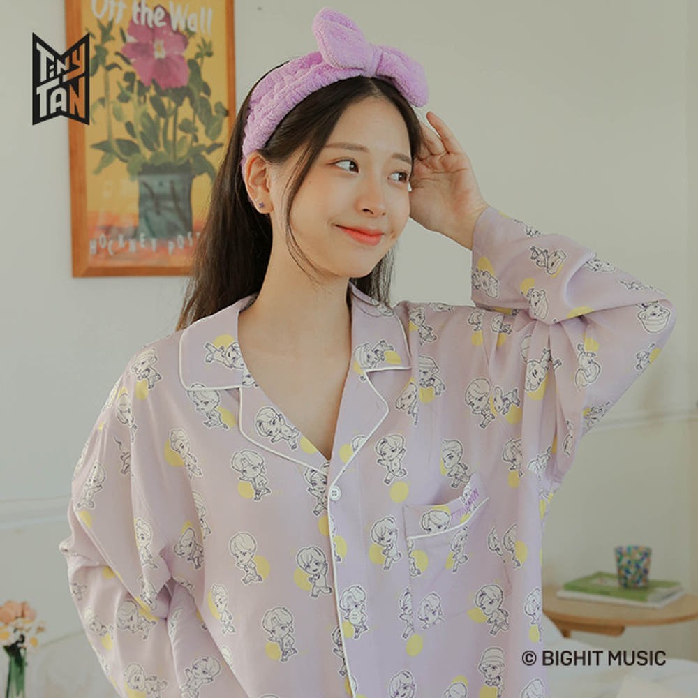 BTS TinyTAN Dotted Pajama Jimin Pajamas Set Orange Striped Official New