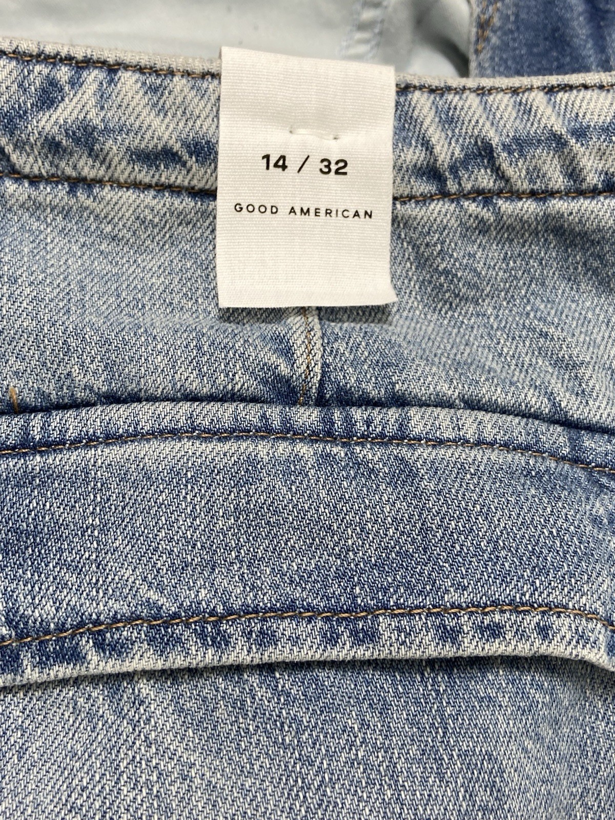GOOD AMERICAN LITE LINEN DENIM PARACHUTE PANTS INDIGO794 Size 14/32 NEW