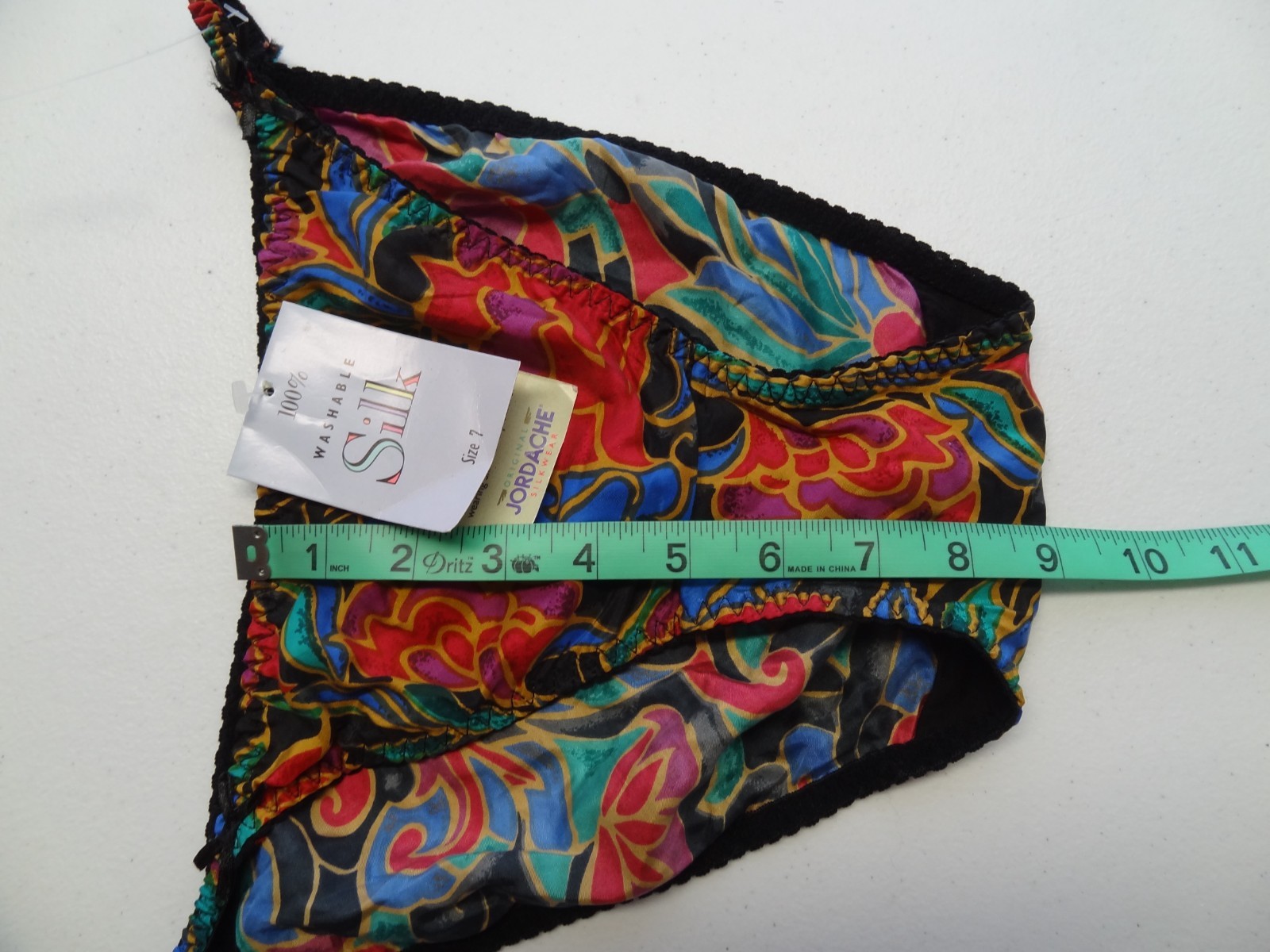 NWT Jordache 6 Washable 100% Silk String Bikini Sheer 90s Silkwear Colorful VTG
