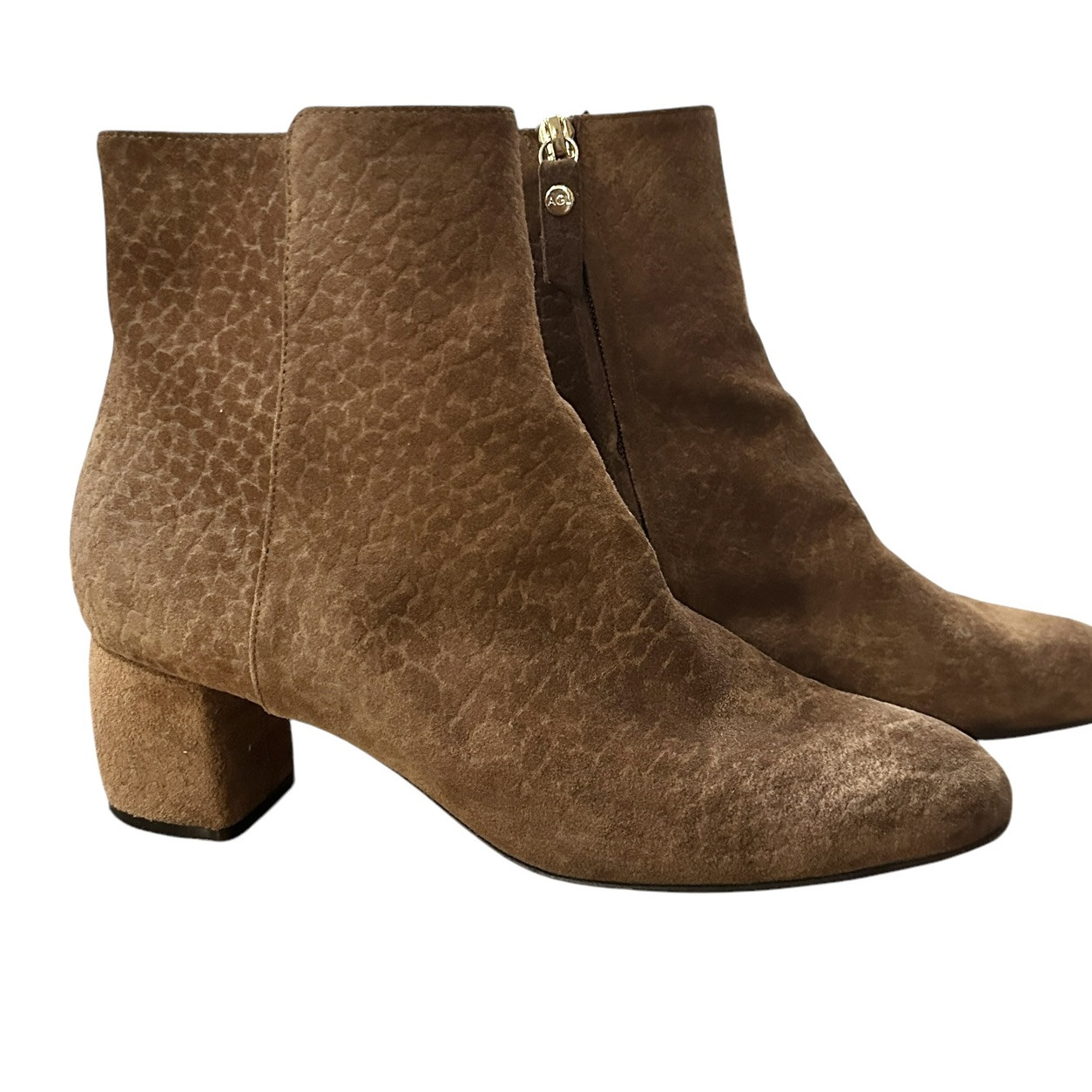 AGL Attilio Giusti Leombruni Womens Ankle Bootie 10/41 Brown Suede Block Heel