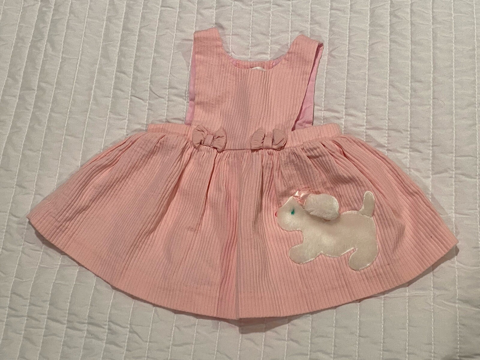 Vintage Baby Girls Jumper Pinafore Puppy Dog Appliqué Sz 3-6 Months Philippines