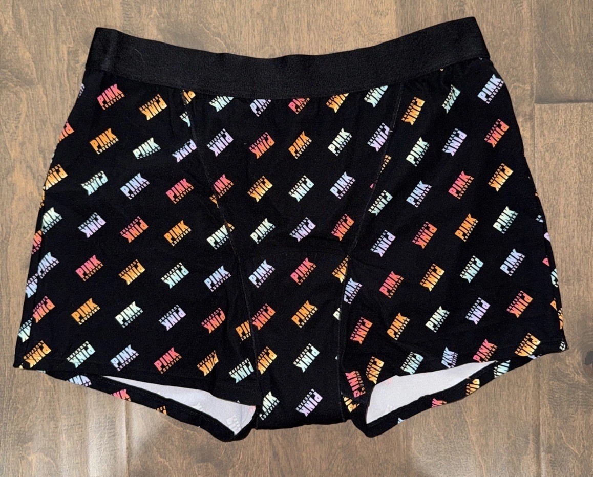 Victoria’s Secret Pink Black Rainbow Period Boyshort Panty XL NWOT