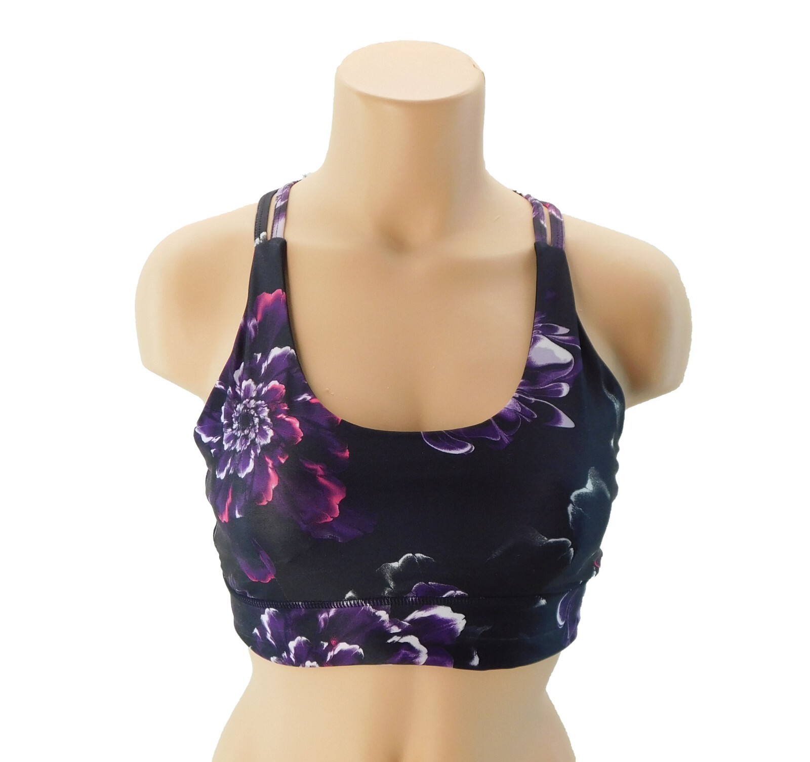 Athletic Works Black Purple Women’s Exercise Sports Bra Top Size Medium (8-10)