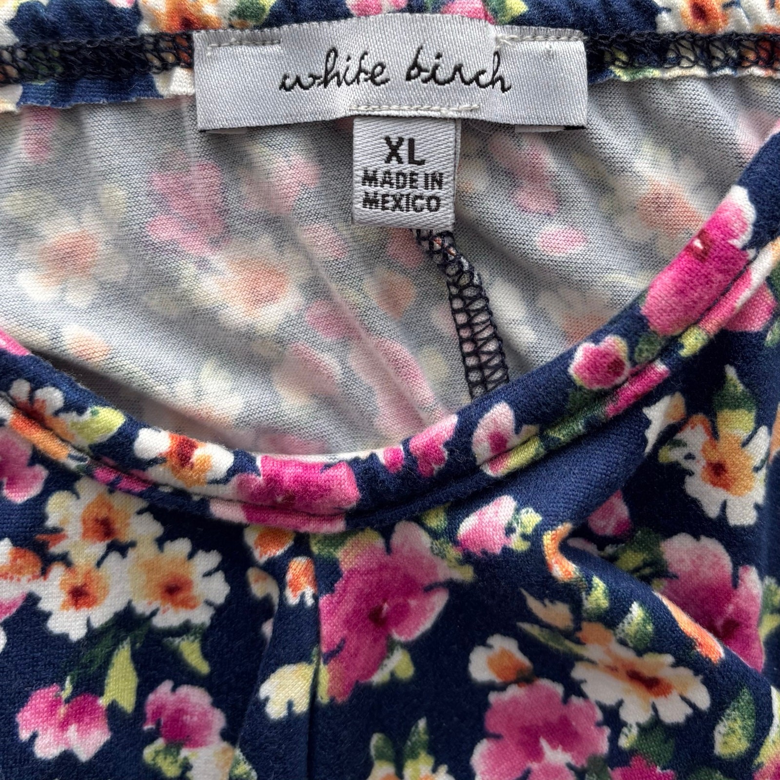 White Birch Navy Blue and Floral Tank Top Size XL