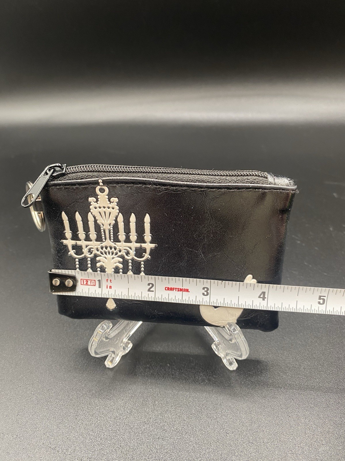 Lavishy Chandelier & Bird Black & White Zippered Coin Purse Wallet 4.3” x 3”