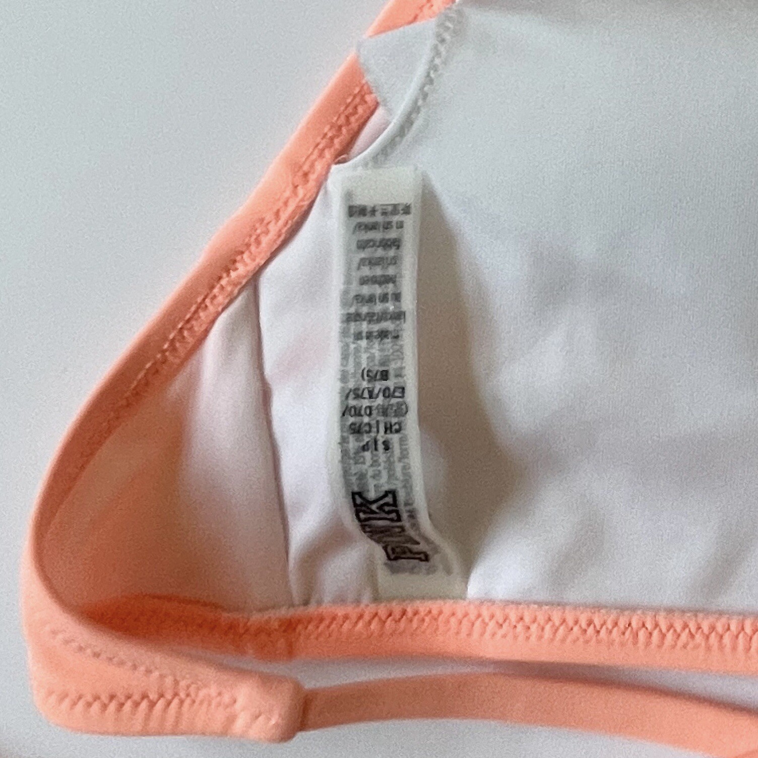 PINK Victoria Secret Swim Top Sz Small S C75 (34C) Peach Halter Strap Back Tie