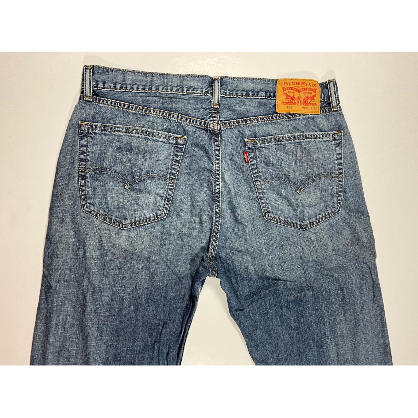 Levis 505 Mens Regular Fit Straight Leg Jeans W36 L32 Classic