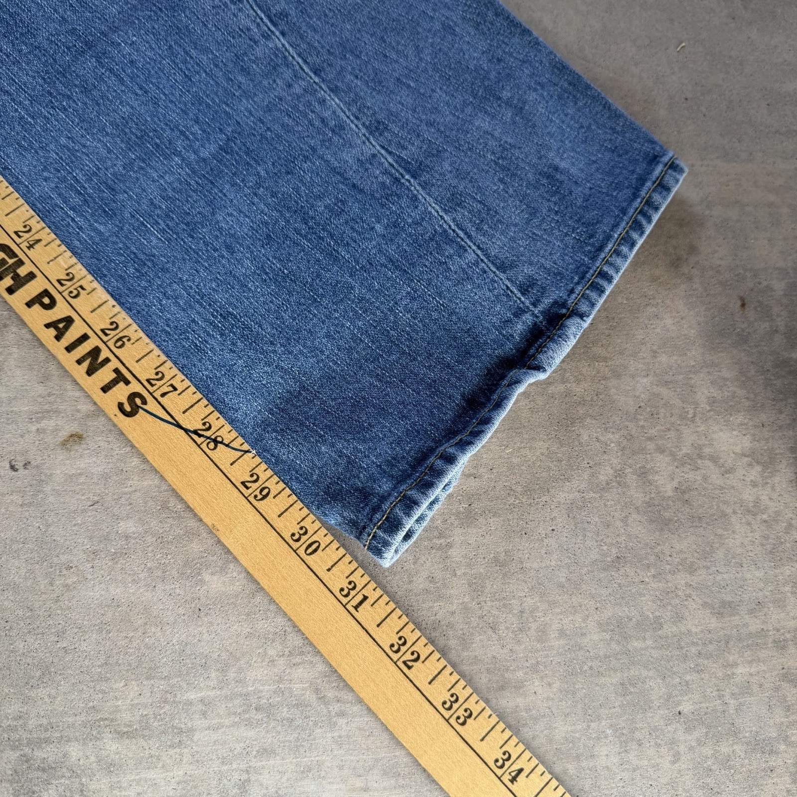 True Religion Joey Patch Old Stone Twisted Flare Jeans 27×31 Made In USA