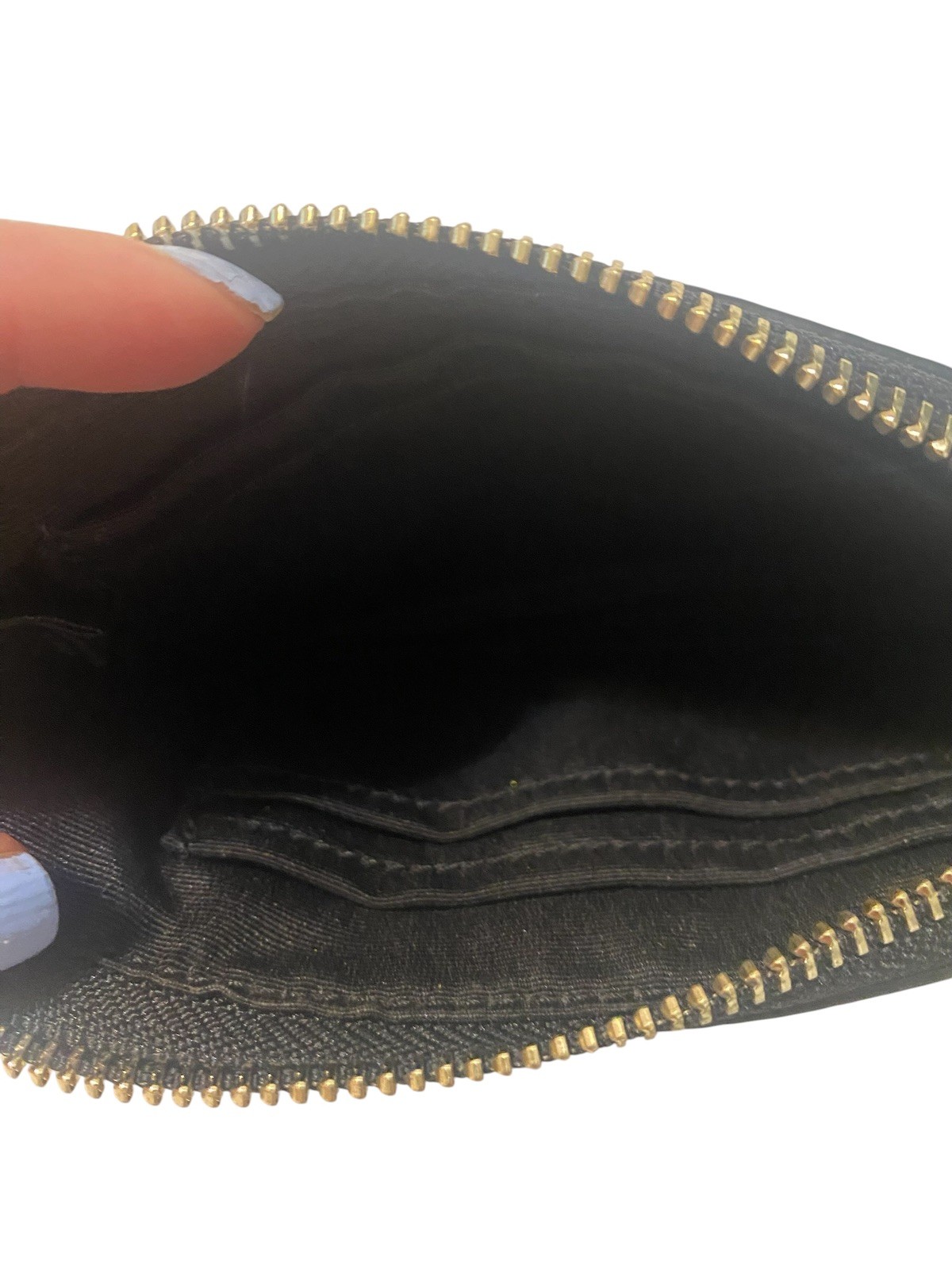 Coach Nolita 15 Clutch Black Pebbled Leather Wristlet Pouch w/ Gold-Tone Chain